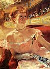 Mary Cassatt Canvas Paintings - Woman With A Pearl Necklace In A Loge